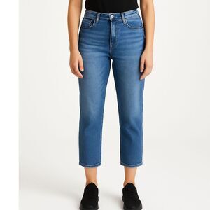 Current/Elliott The Pony Boy Jeans Size 32 Light Wash High Rise Crop Denim